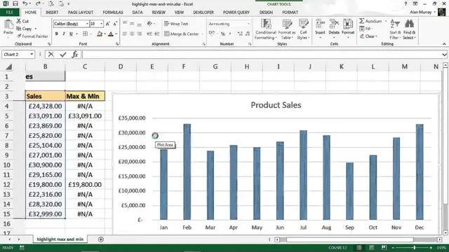 'Video thumbnail for Highlight Max and Min Values on Column Chart'