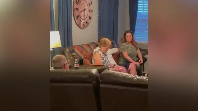 'Video thumbnail for Grandmother Too Excited For Amazon Gift Card to Notice Baby News | Happily TV'