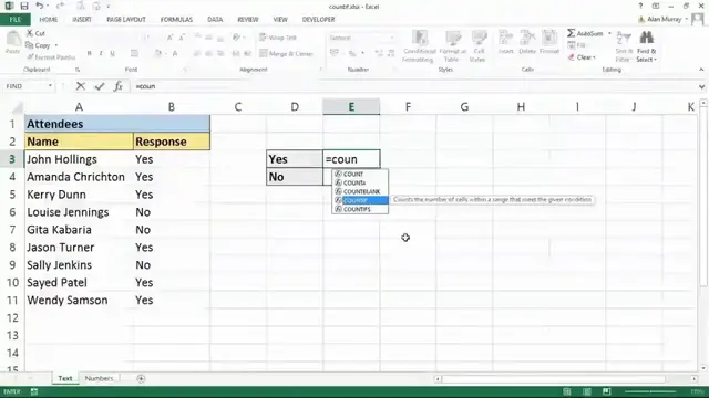 'Video thumbnail for Excel Formulas Part 8: Excel COUNTIF Function Examples'