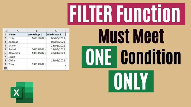 'Video thumbnail for Excel FILTER Function - Meet ONE Condition ONLY - Strict OR Logic'