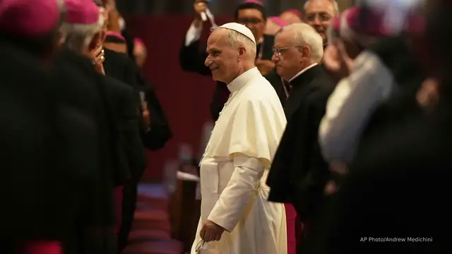 'Video thumbnail for Pope Leo tells priests to take ‘firm and decisive’ action on sex abuse'