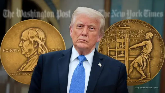 'Video thumbnail for Trump's defamation case to revoke NYT, WaPo Pulitzers can proceed, court rules'