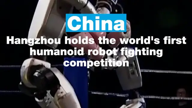 'Video thumbnail for China: Hangzhou holds the world's first humanoid robot fighting competition'