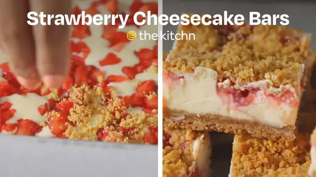'Video thumbnail for Strawberry Cheesecake Bars'
