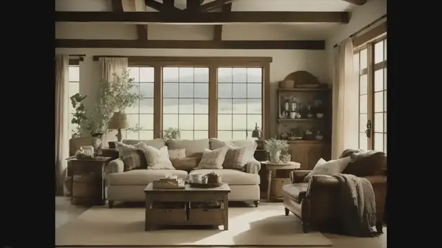 'Video thumbnail for Rustic Farmhouse Living Room: A Cozy and Charming Decor Guide'
