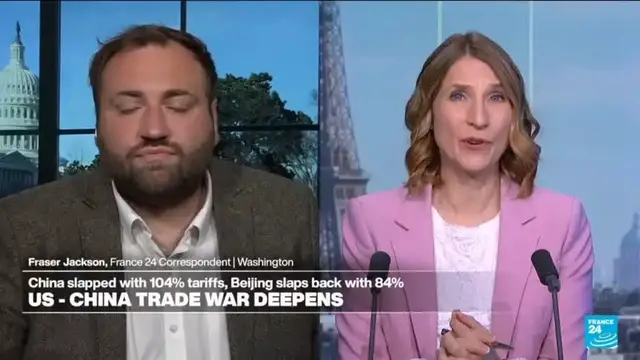 'Video thumbnail for China retaliates as Trump's trade tariffs kick in'