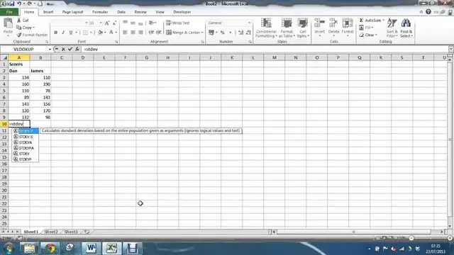 'Video thumbnail for How to use the STDEV Function in Excel'