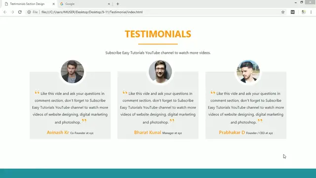'Video thumbnail for How To Make Website Testimonials Section Using HTML CSS And Bootstrap'