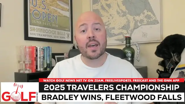 'Video thumbnail for Keegan Bradley wins Travelers Championship as Tommy Fleetwood falls'