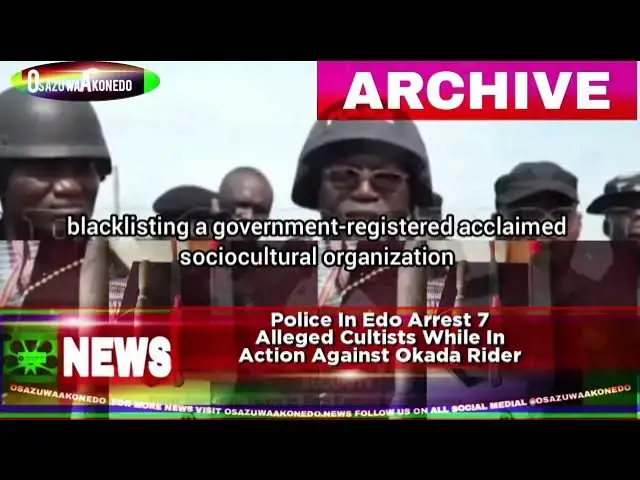 'Video thumbnail for Police In Edo Arrest 7 Alleged Cultists While In Action Against Okada Rider'