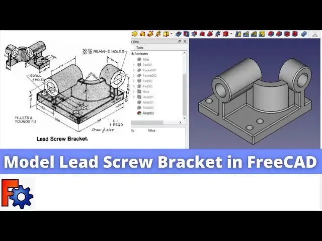 'Video thumbnail for Model Lead Screw Bracket in FreeCAD | FreeCAD Tutorial | Mechnexus |'