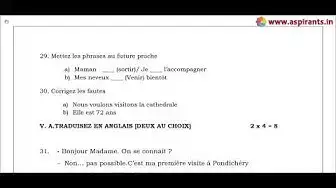 'Video thumbnail for 11th French Public Exam March 2019 - Model Question Papers (SET 2) | Team Aspirants'