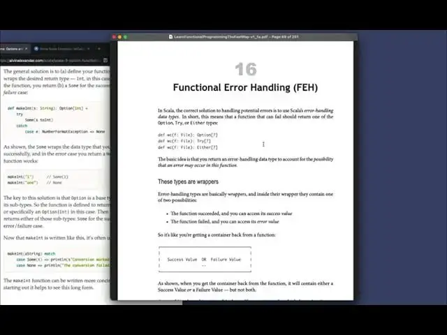 'Video thumbnail for Functional Error Handling in Scala (Option, Try, and Either)'