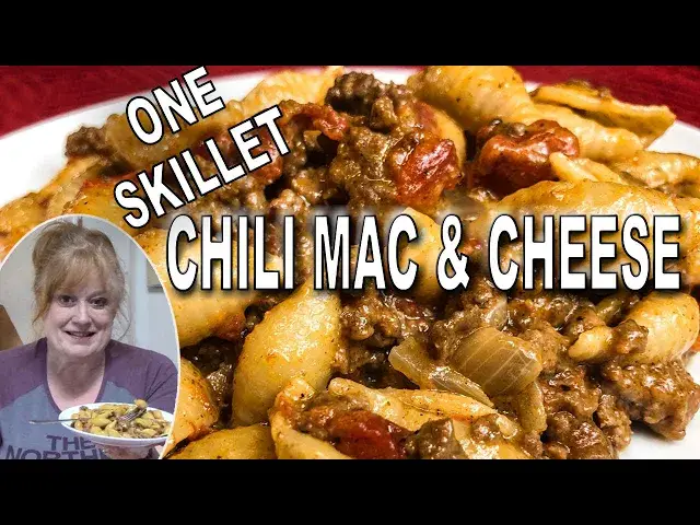 'Video thumbnail for ONE SKILLET CHILI MAC & CHEESE RECIPE | How to make Chili Mac & Cheese in 30 minutes'