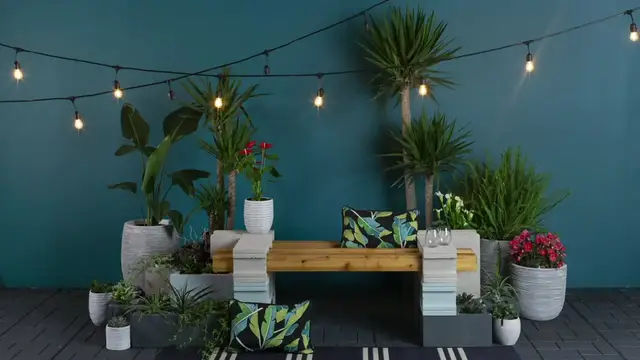 'Video thumbnail for DIY Cinder Block Bench with Planters '