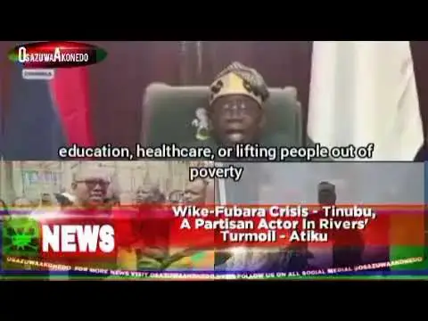 'Video thumbnail for Wike-Fubara Crisis - Tinubu, A Partisan Actor In Rivers' Turmoil - Atiku'
