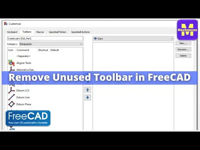 'Video thumbnail for Remove Unused Toolbar in FreeCAD | FreeCAD | FreeCAD Setting |'