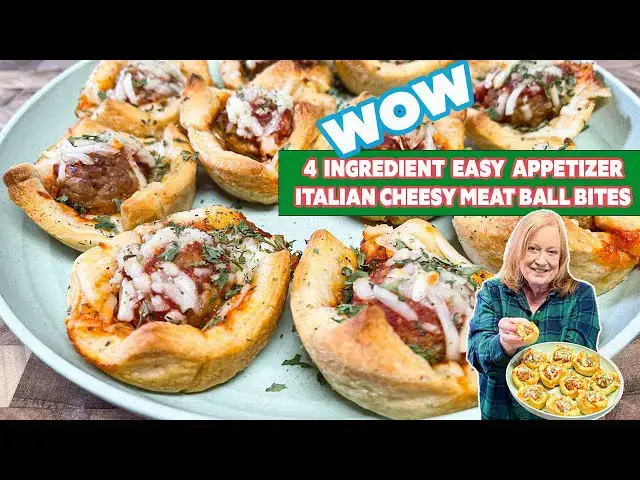 'Video thumbnail for CHEESY ITALIAN MEATBALL BITES 4 Ingredient Appetizer'