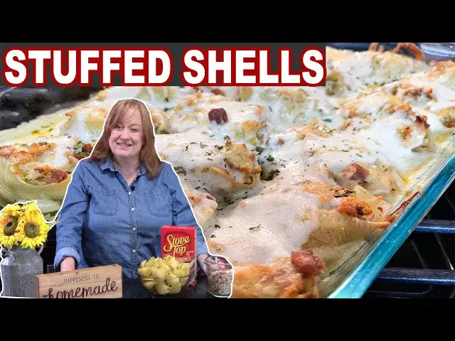 'Video thumbnail for Chicken & Stuffing STUFFED SHELLS, Easy & Quick Meal Idea'