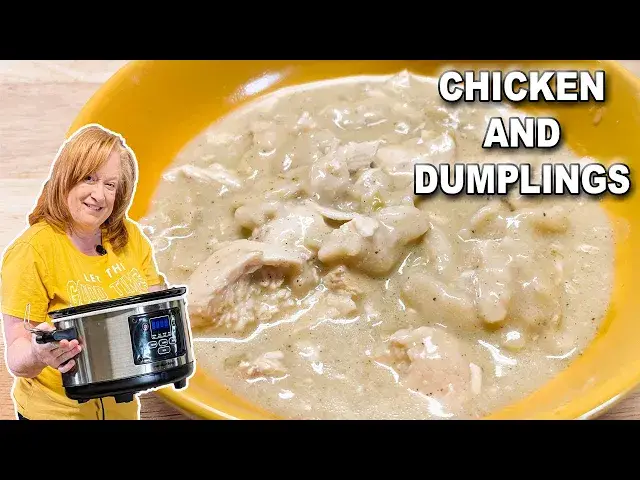 'Video thumbnail for Easy Crockpot CHICKEN & DUMPLINGS, A Slow Cooker Chicken Dinner'