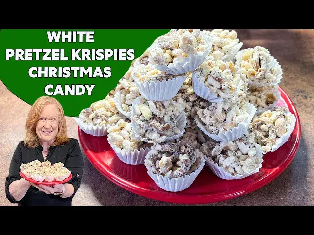 'Video thumbnail for WHITE PRETZEL KRISPIES Christmas Candy only 4 ingredients'