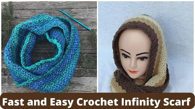 'Video thumbnail for Fast and Easy Crochet Infinity Scarf Tutorial. One Round Repeat!'