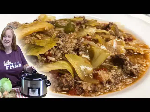 'Video thumbnail for CROCKPOT CABBAGE ROLL SOUP RECIPE | It's Fall Y'all | Cook with Me Crockpot Easy Dump and Go Recipe'
