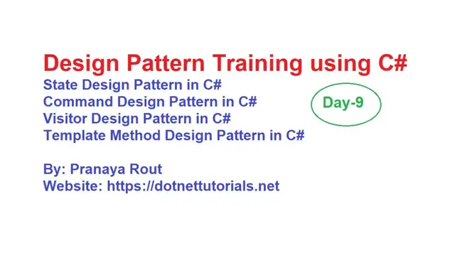 'Video thumbnail for Design Pattern Training using C# - Day 9 | State, Template, Command and Visitor Design Patterns'