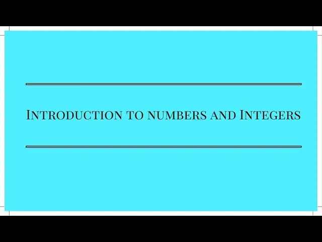 'Video thumbnail for Introduction to numbers and Integers'