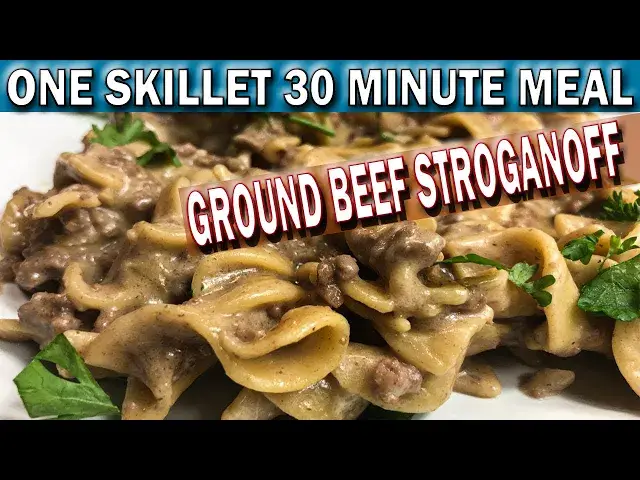 'Video thumbnail for ONE SKILLET GROUND BEEF STROGANOFF 30 MINUTE MEAL | How to Cook Easy Ground Beef Stroganoff'