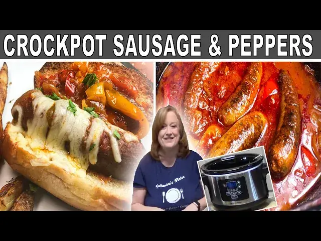 'Video thumbnail for CROCKPOT ITALIAN SAUSAGES AND PEPPERS | Perfect for a Hoagie Sandwich or Served over Pasta'