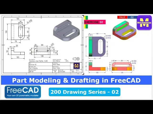 'Video thumbnail for Part Modeling & Drafting in FreeCAD 200-02 | FreeCAD Tutorial | 3D Modeling | | Mechnexus |'