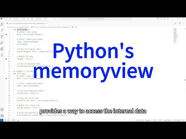 'Video thumbnail for How to Use Python's memoryview to Manage Data Directly with Examples'