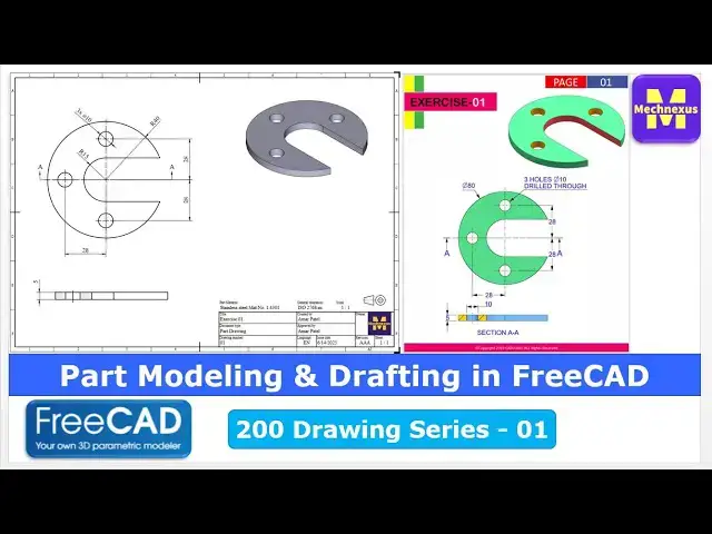 'Video thumbnail for Part Modeling & Drafting in FreeCAD 200-01 | FreeCAD Tutorial | 3D Modeling | Mechnexus |'