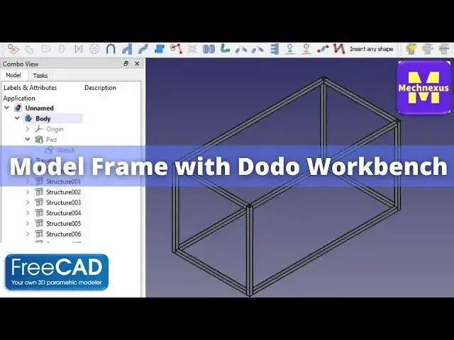 'Video thumbnail for Model Frame with Dodo Workbench | FreeCAD Frame Tutorial |Dodo Workbench | Mechnexus |'