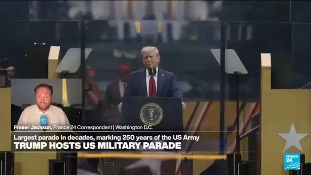 'Video thumbnail for President Donald Trump hosts largest US military parade in decades'