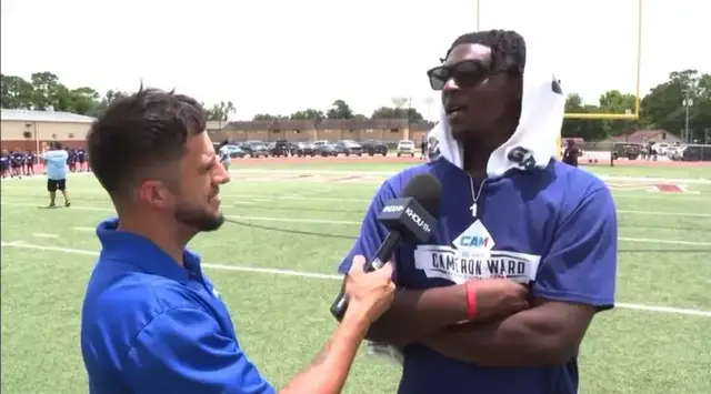 'Video thumbnail for Titans QB Cam Ward speaks at children's football camp'