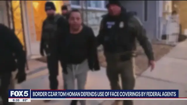 'Video thumbnail for Border Czar defends use of face masks by ICE agents'