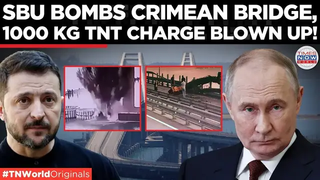 'Video thumbnail for Crimea Bridge Bombed Again: Ukraine SBU Detonates Underwater Explosives To Blow Up The Bridge!'