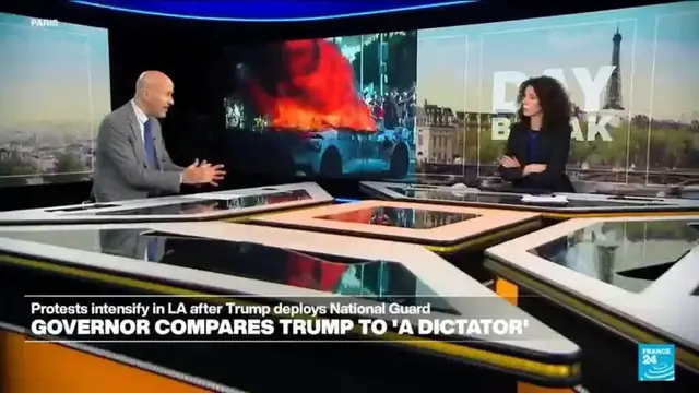 'Video thumbnail for LA immigration raid protests intensify after Trump deploys National Guard'