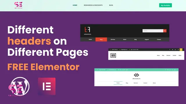 'Video thumbnail for WordPress Different Headers on Different Pages in Elementor for FREE'