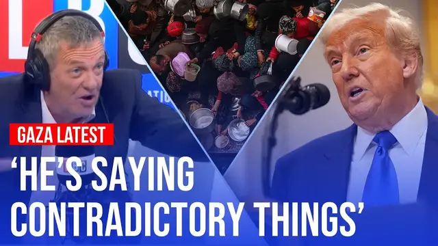 'Video thumbnail for Trump vows to take care of worsening Gaza hunger crisis | LBC'