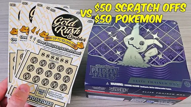 'Video thumbnail for I Bought $50 Lottery Scratch Offs Vs $50 Pokémon Temporal Forces'