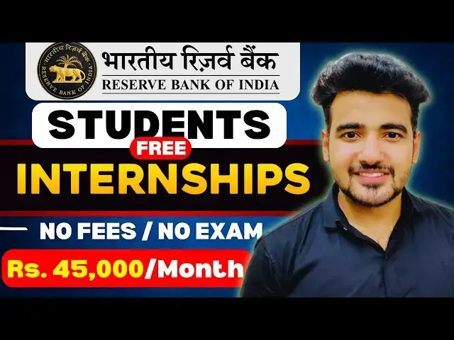 'Video thumbnail for Apply for RBI Internship 2025 | Earn Rs. 45K Monthly | Best Internships Opportunity for Students'