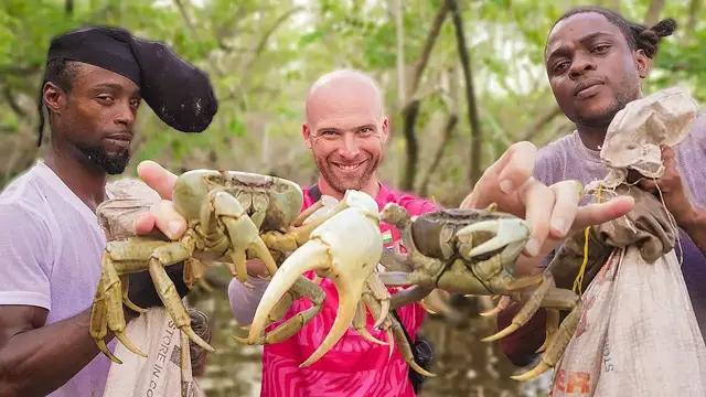 'Video thumbnail for Dominica Crab Feast!! Barefoot In A Swamp Catching Giant Crabs!!'