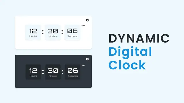 'Video thumbnail for Dynamic Digital Clock in HTML CSS and JavaScript _ Light and Dark Theme'