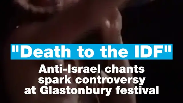 'Video thumbnail for Anti-Israel chants spark controversy at the Glastonbury music festival'
