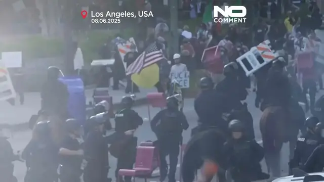 'Video thumbnail for Tensions boil over in California as immigration raids spark unrest'