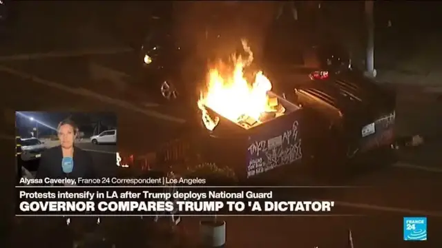 'Video thumbnail for Protests intensify in LA: Governor compares Trump to 'a dictator''