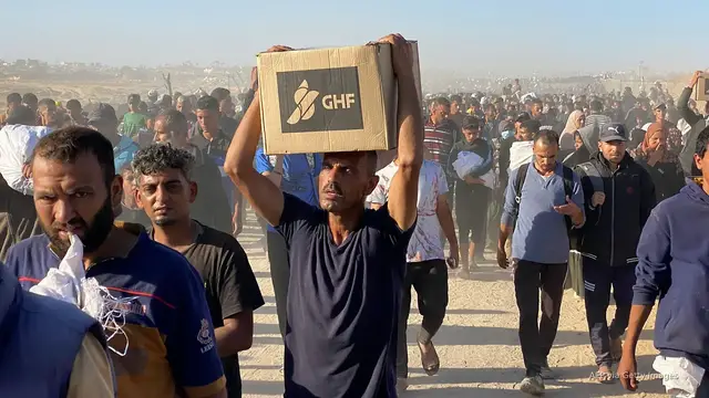 'Video thumbnail for GHF halts Gaza aid again amid overcrowding, violence and famine warnings'